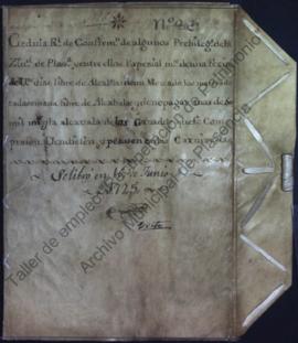 Carta de privilegio y confirmación del rey Felipe V confirmando la feria, mercado, alcabalas, gua...