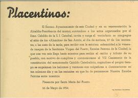 Bando del Alcalde invitando a los actos con motivo de la bajada de la Virgen del Puerto. Mayo 1954