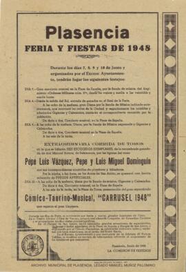 Cartel de Feria y Fiesta de Plasencia, junio 1948